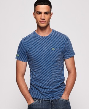 Superdry Classic Overdyed Pocket Férfi Pólók Kék | XGKAP2814